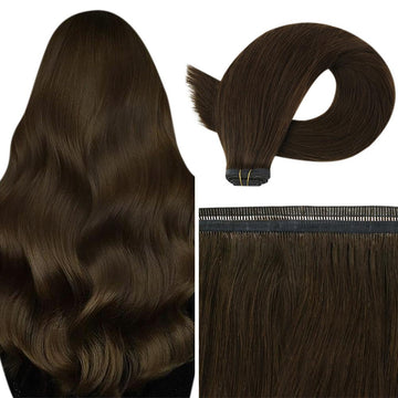 Fshine Virgin PU Sew In Hair Invisible 100% Remy Human Hair Weft Bundles Pure Color #4 - FShine Shop